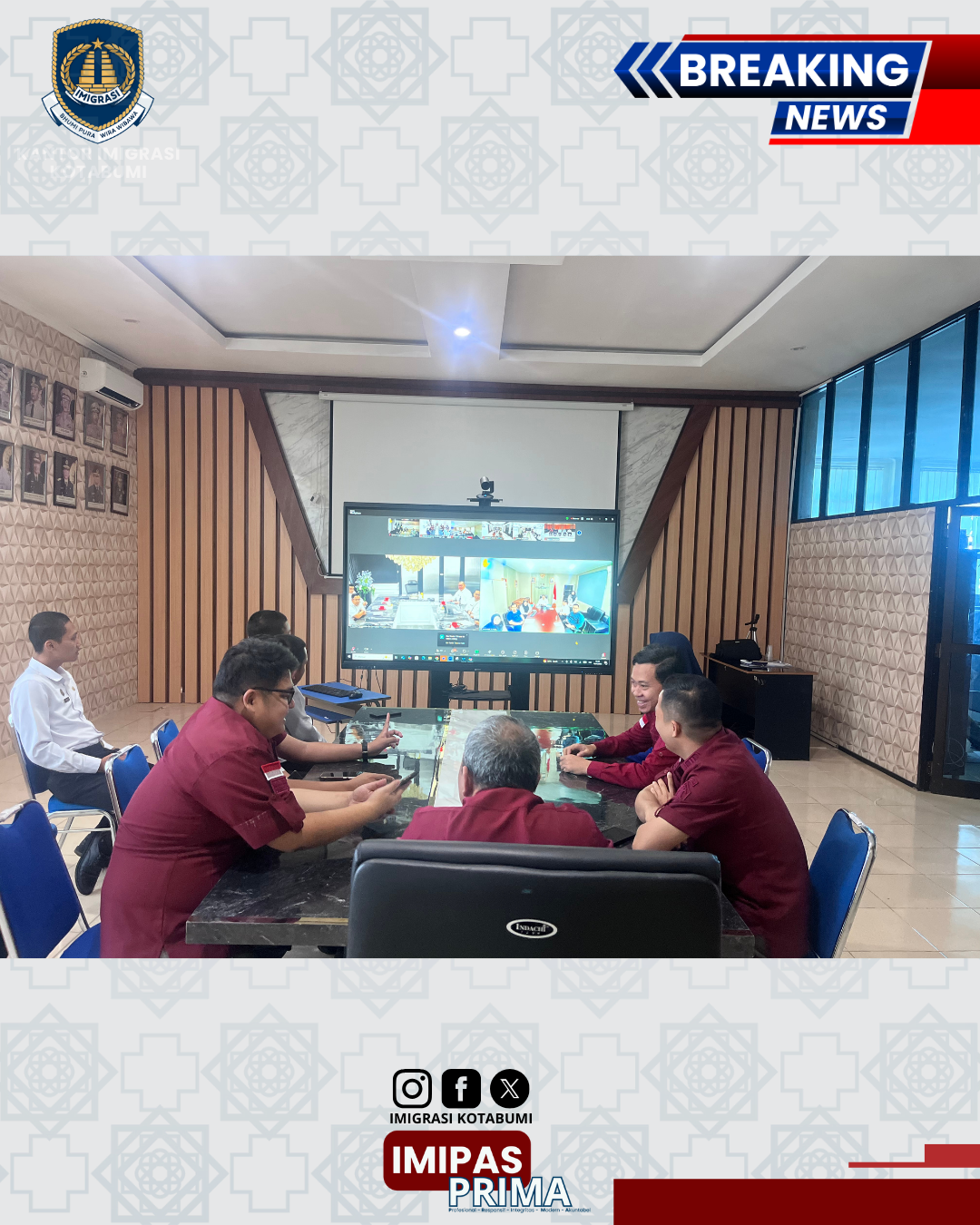 Kantor Imigrasi Kotabumi Ikuti Rapat Koordinasi Operasi "Wirawasapada" Tingkat Nasional