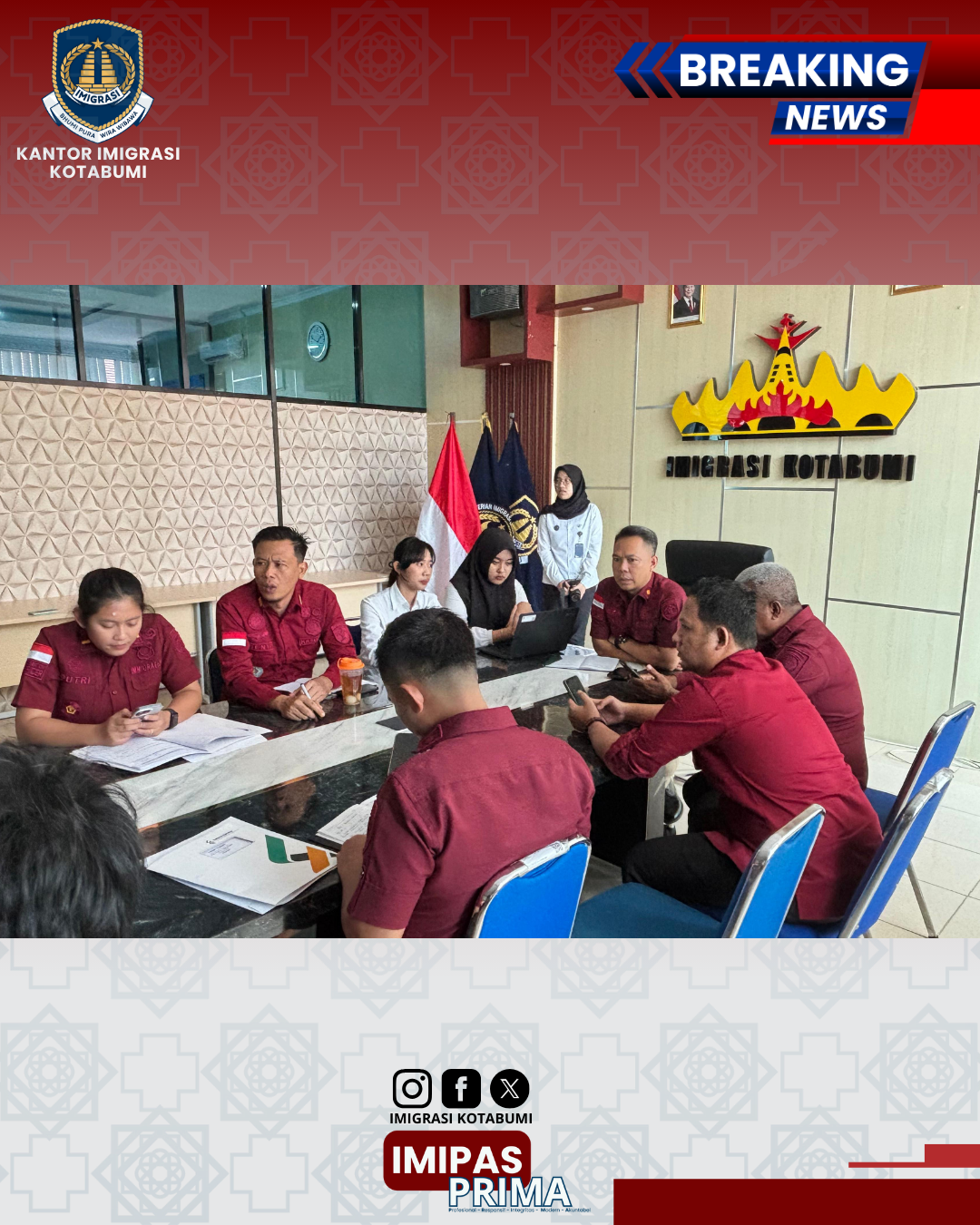 Penguatan Pembangunan Zona Integritas: Imigrasi Kotabumi Gelar Rapat Persiapan Wawancara Tahapan Kontestasi WBK