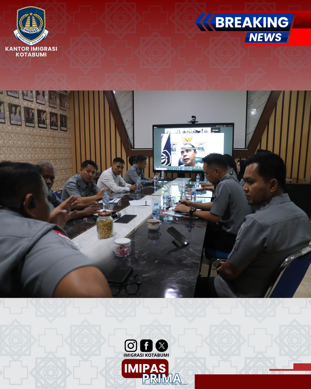 Imigrasi Kotabumi Ikuti Rapat Koordinasi Persiapan HUT RI ke-80 Bersama UPT Imigrasi Se-Lampung