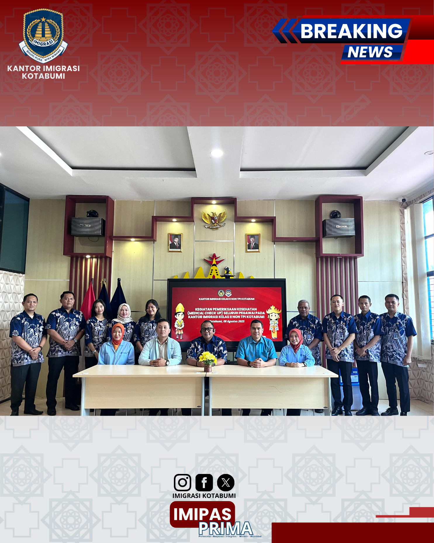 Peduli Kesehatan Pegawai, Imigrasi Kotabumi Gelar Medical Check Up