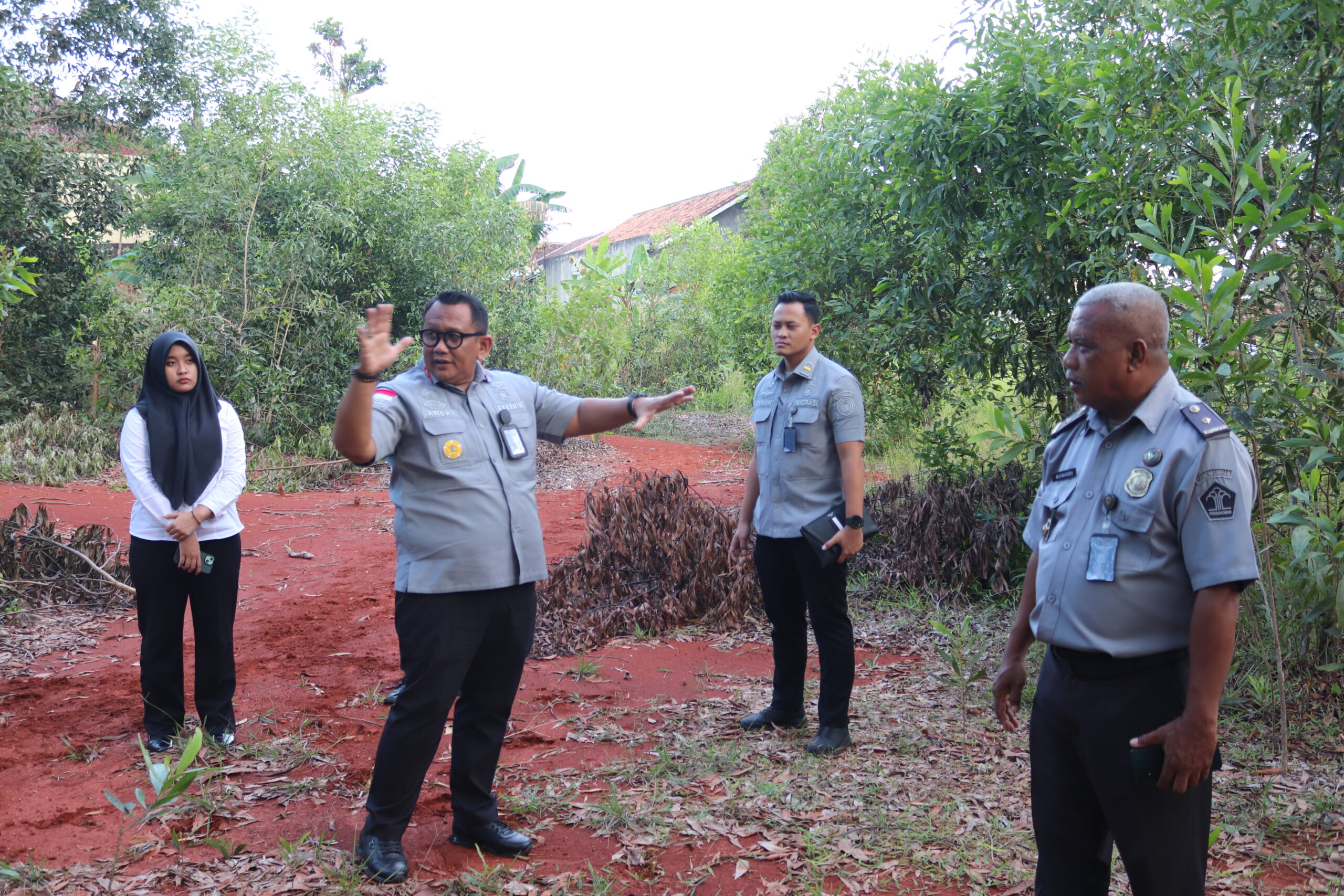 Kepala Kantor Imigrasi Kelas II Non TPI Kotabumi, Moch. Andri Budiman, bersama jajaran pejabat struktural melaksanakan survei lapangan sebagai persiapan program penanaman bibit kelapa. Survei ini bertujuan untuk memastikan kondisi lahan yang akan digunakan benar-benar sesuai dan layak bagi pelaksanaan program penghijauan. Langkah ini menjadi bagian penting dalam mendukung pelestarian lingkungan sekaligus menjaga keberhasilan program penanaman bibit kelapa. Dengan pengecekan langsung di lokasi, diharapkan seluruh persiapan dapat berjalan optimal sehingga kegiatan nantinya mampu memberikan manfaat nyata, baik bagi masyarakat maupun lingkungan sekitar.