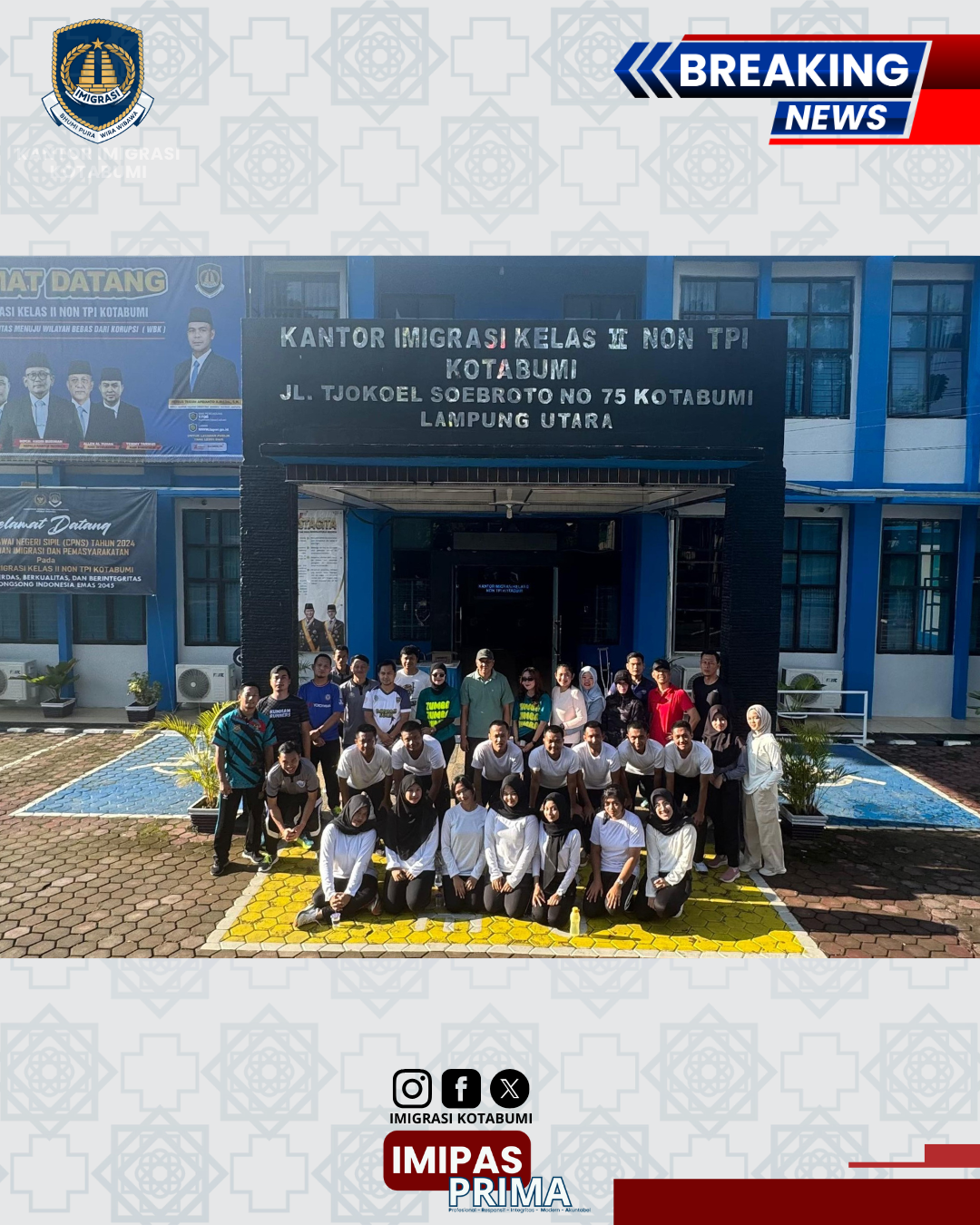 Seluruh Pegawai Kantor Imigrasi Kotabumi Laksanakan Olah Raga Pagi Bersama
