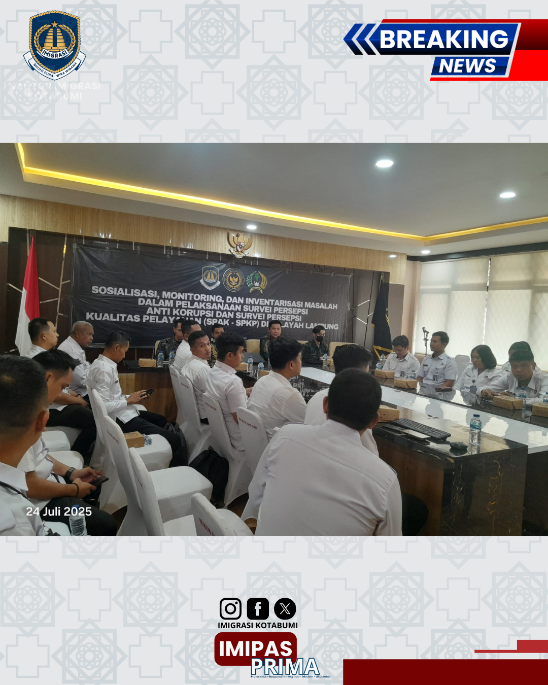 Perkuat Komitmen Zona Integritas, Imigrasi Kotabumi Ikuti Sosialisasi Survei SPAK-SPKP