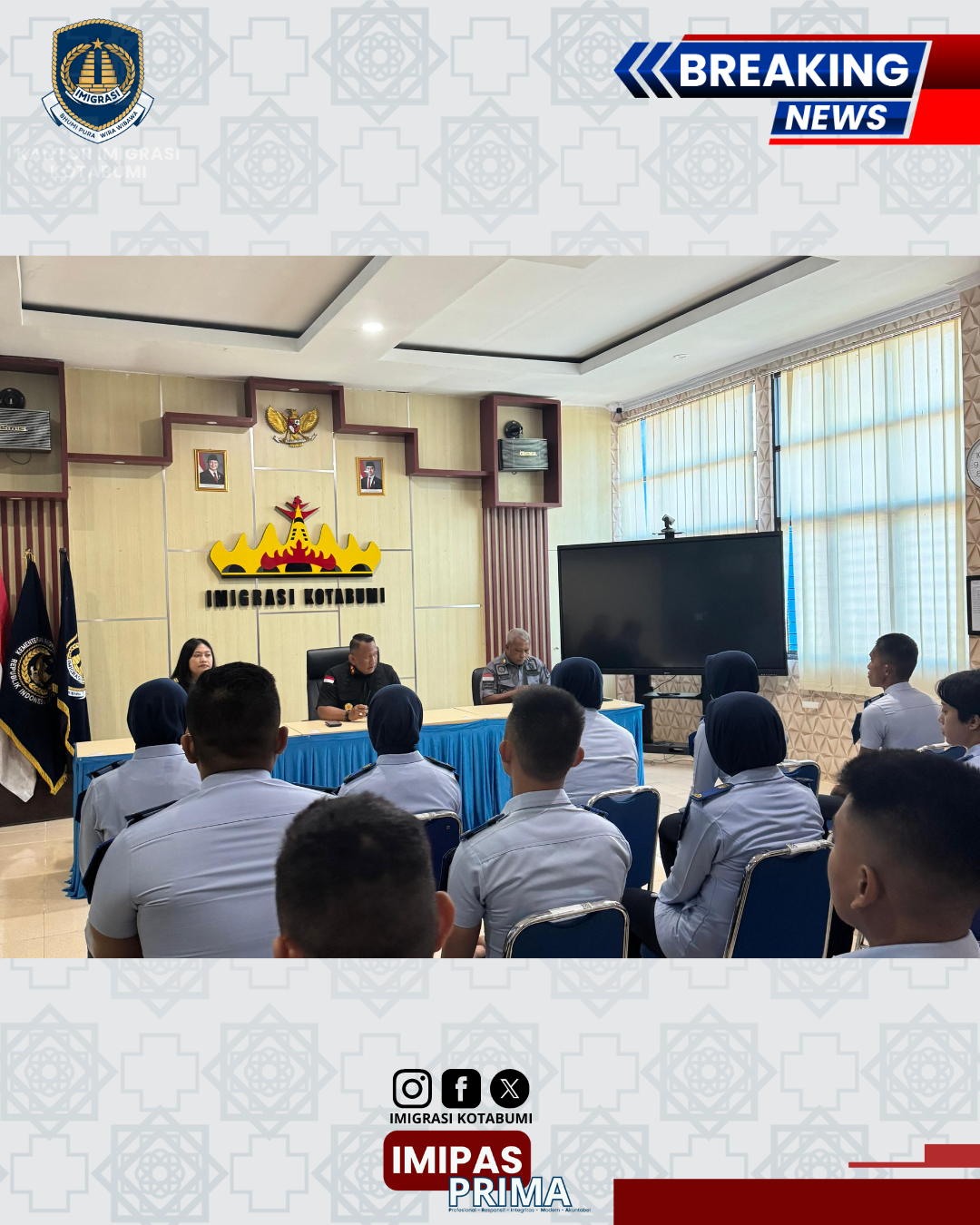 Monitor Perkembangan, Imigrasi Kotabumi Gelar Evaluasi Dua Pekan Latihan Kerja Taruna Poltekim