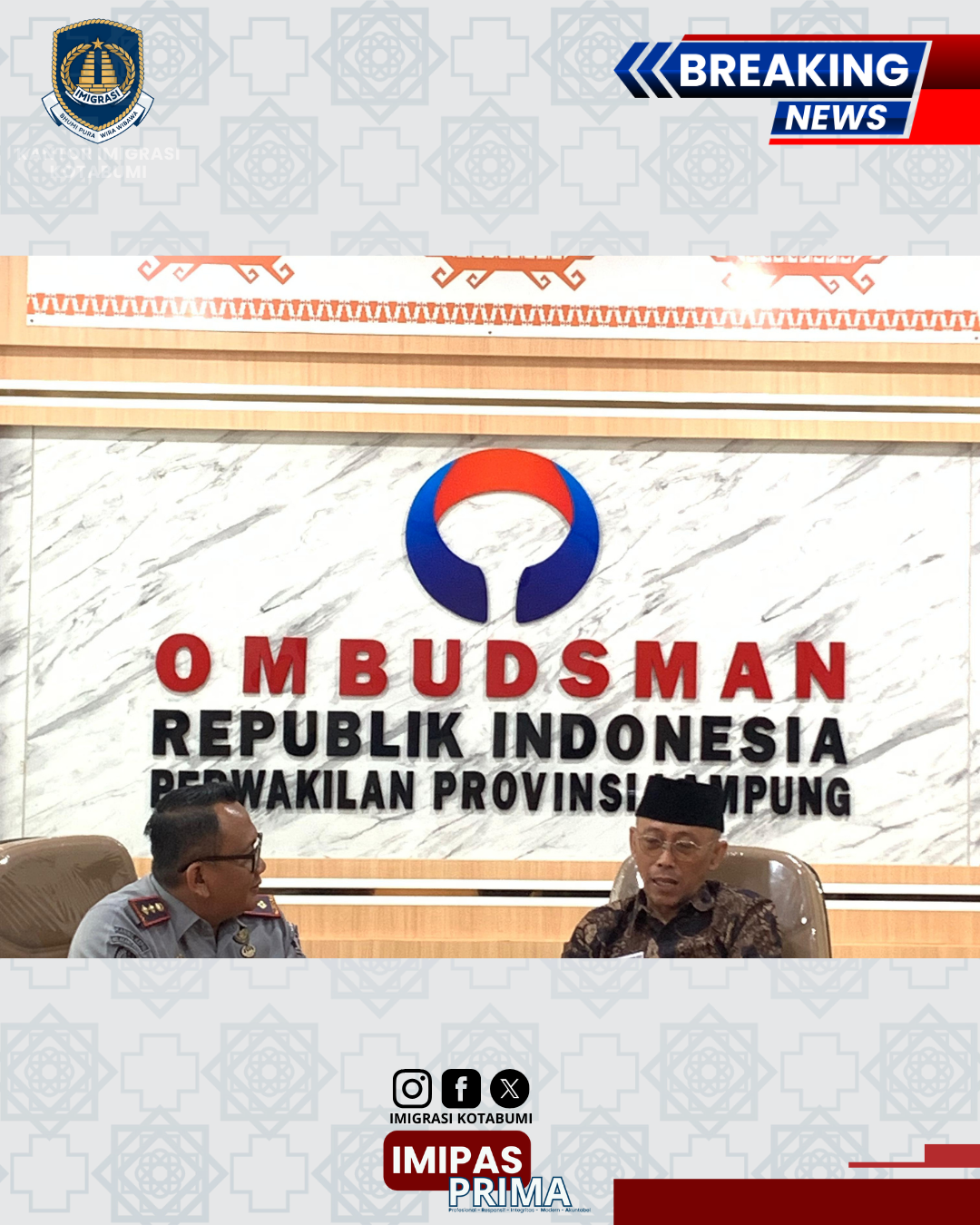 Imigrasi Kotabumi Audiensi ke Ombudsman Lampung, Perkuat Kualitas Layanan dan Zona Integritas