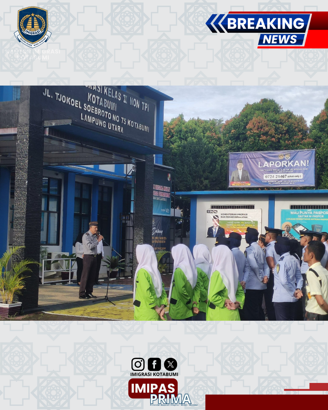 Perkuat Fondasi Integritas, Imigrasi Kotabumi Gelar Apel Pagi untuk Para CPNS Baru