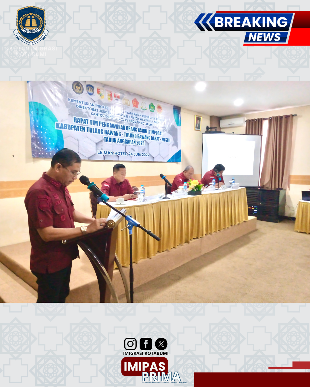 Imigrasi Kotabumi Perkuat Pengawasan Orang Asing Melalui Rapat TIMPORA di Tulang Bawang, Tulang Bawang Barat, dan Mesuji