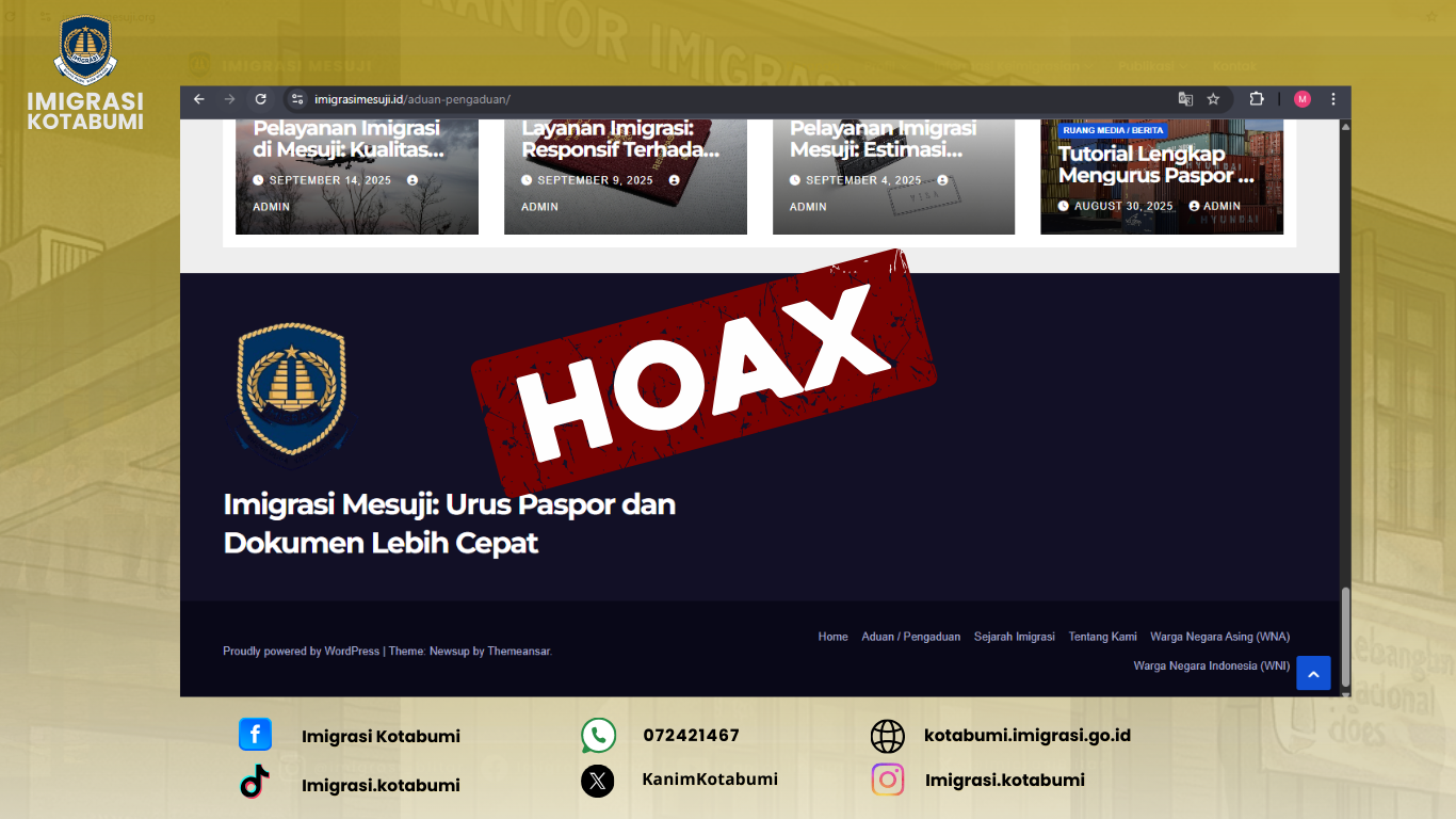 🚨 HATI-HATI WEBSITE PALSU MENGATASNAMAKAN IMIGRASI 🚨
