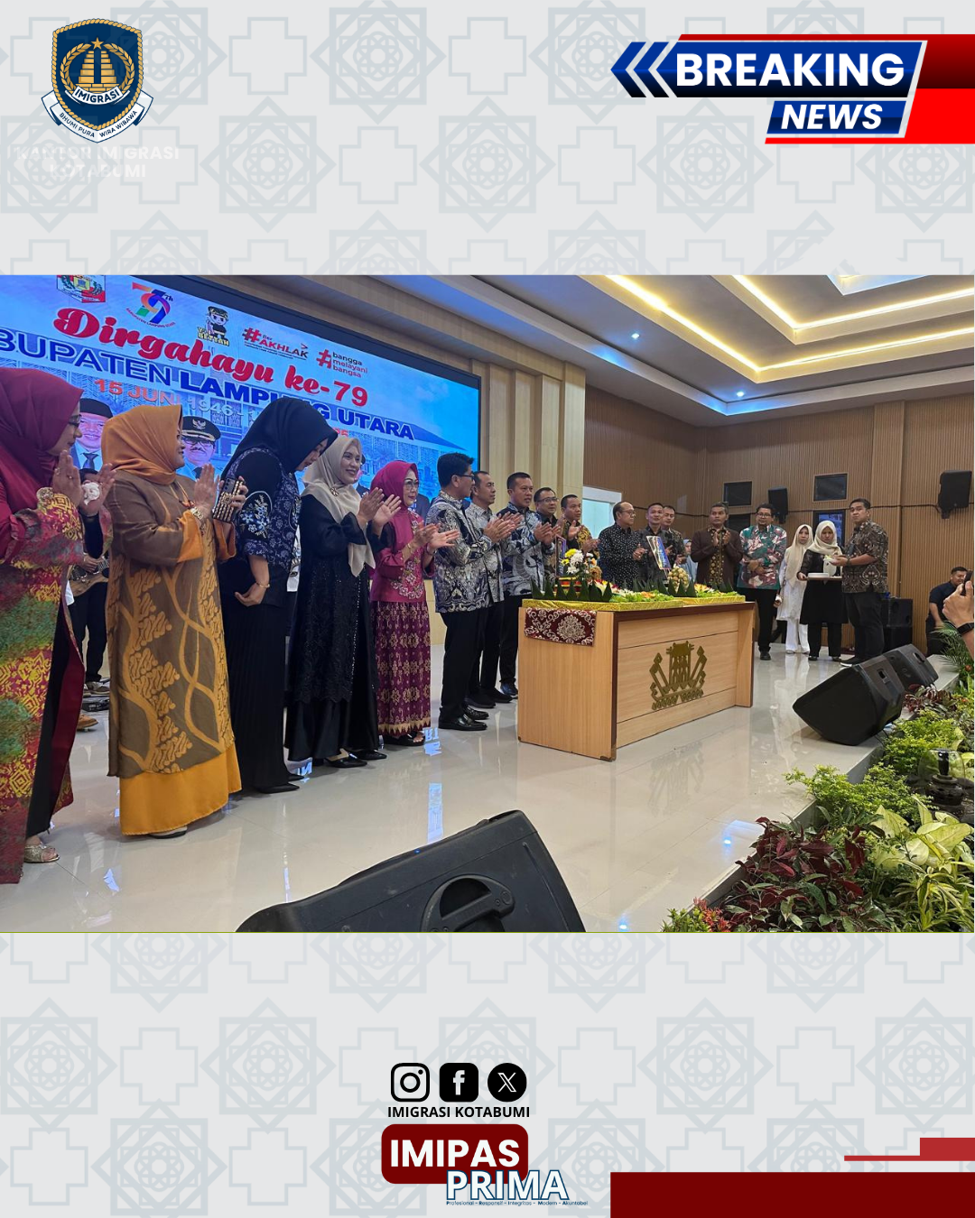 Kepala Kantor Imigrasi Hadiri Syukuran HUT Kabupaten Lampung Utara ke-79