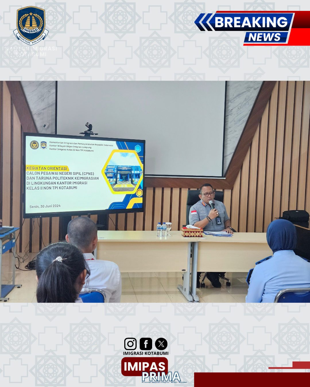 Kantor Imigrasi Kotabumi Resmi Tutup Orientasi CPNS: Kepala Kantor Tekankan Integritas dan Disiplin Kerja
