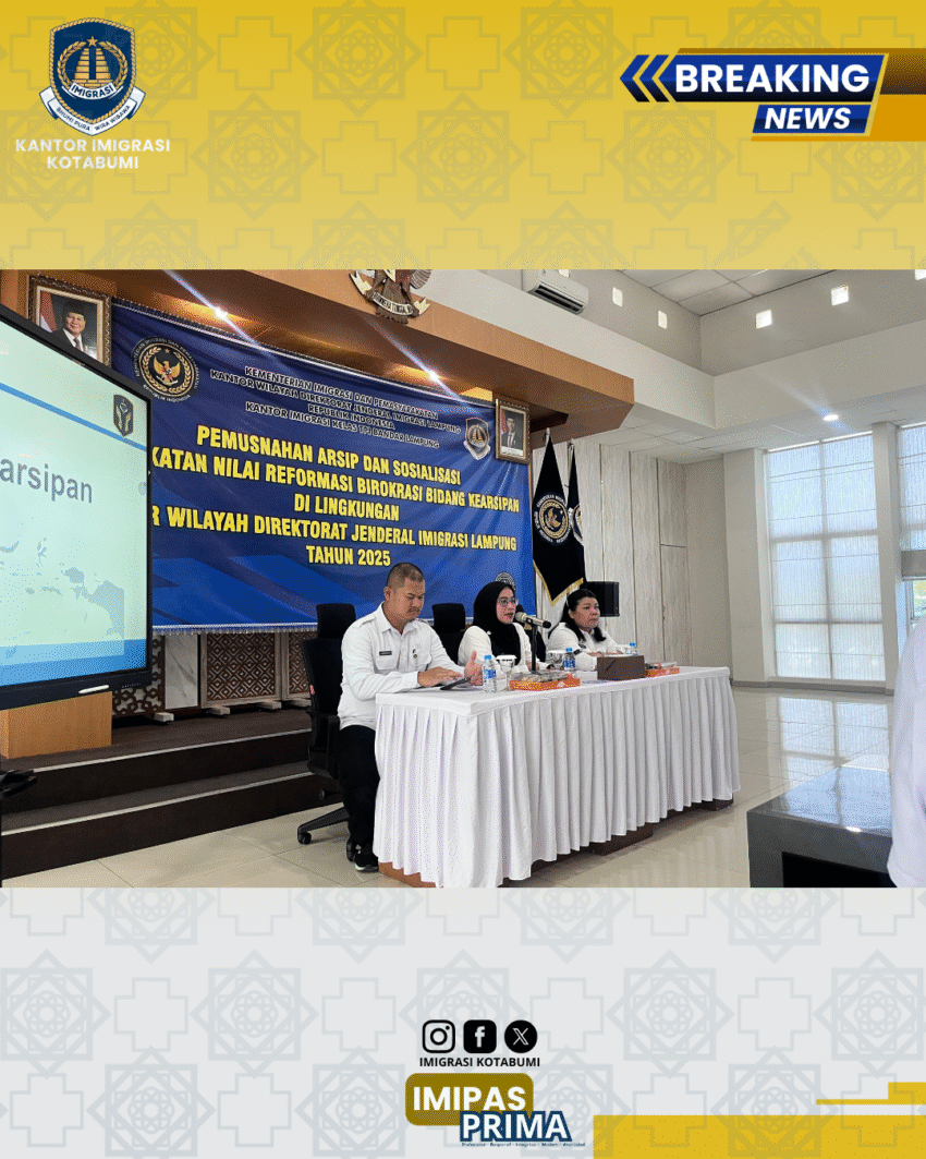 Imigrasi Kotabumi Ikuti Sosialisasi Penahapan Kearsipan di Bandar Lampung