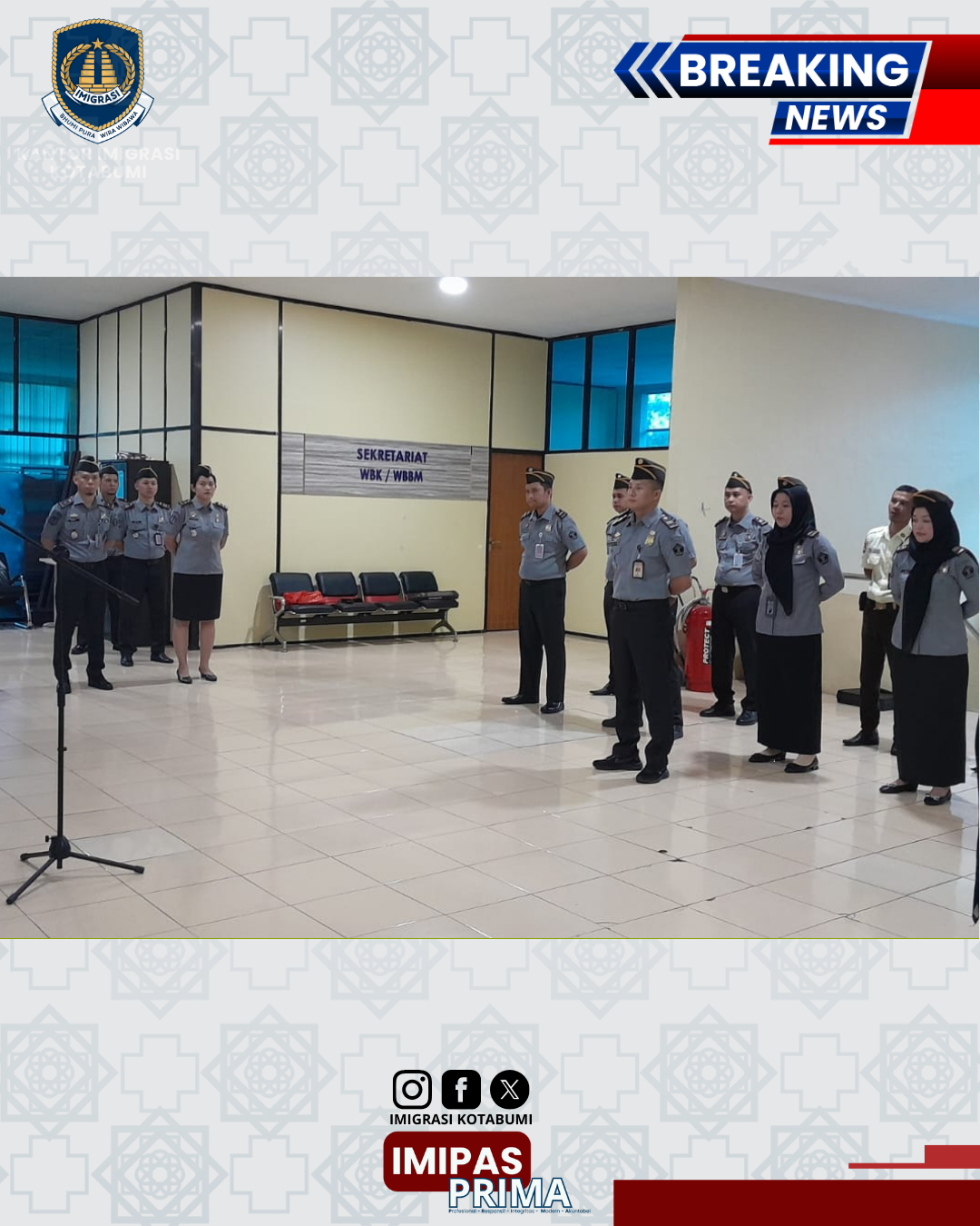 Bangun Disiplin dan Integritas, Kantor Imigrasi Kotabumi Gelar Apel Pagi Bersama