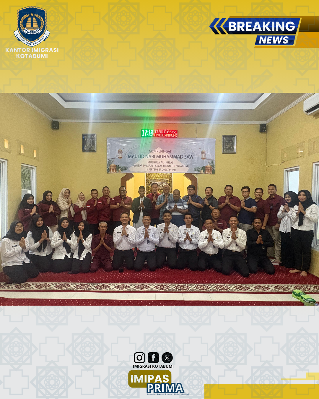 Kantor Imigrasi Kelas II Non TPI Kotabumi Peringati Maulid Nabi Muhammad SAW 1447 H