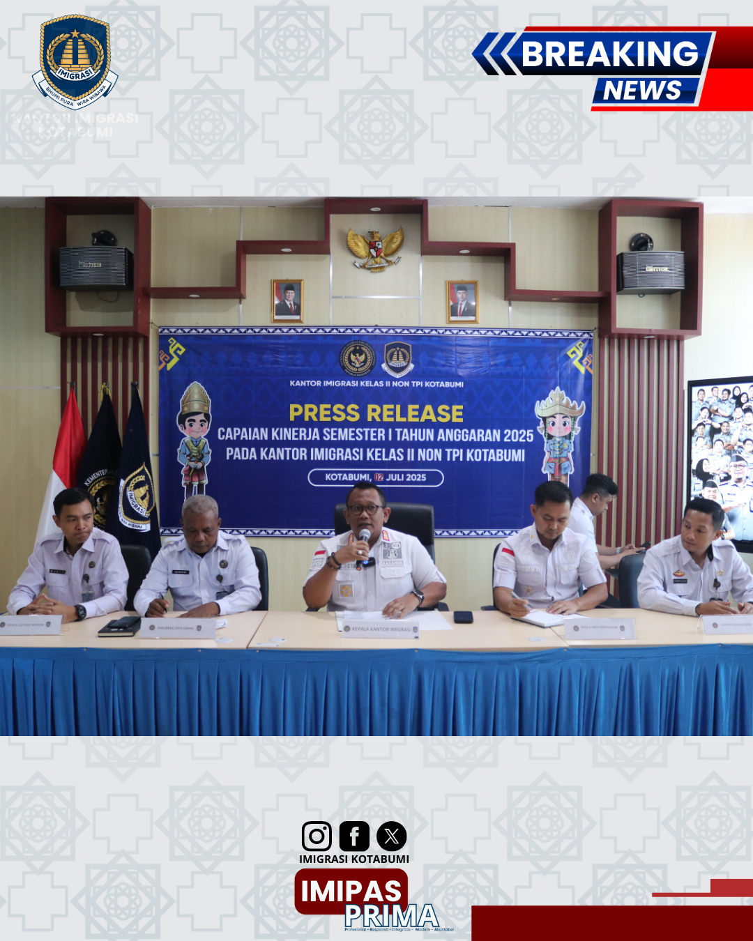 Kantor Imigrasi Kotabumi Gelar Press Release Capaian Kinerja Semester I Tahun Anggaran 2025
