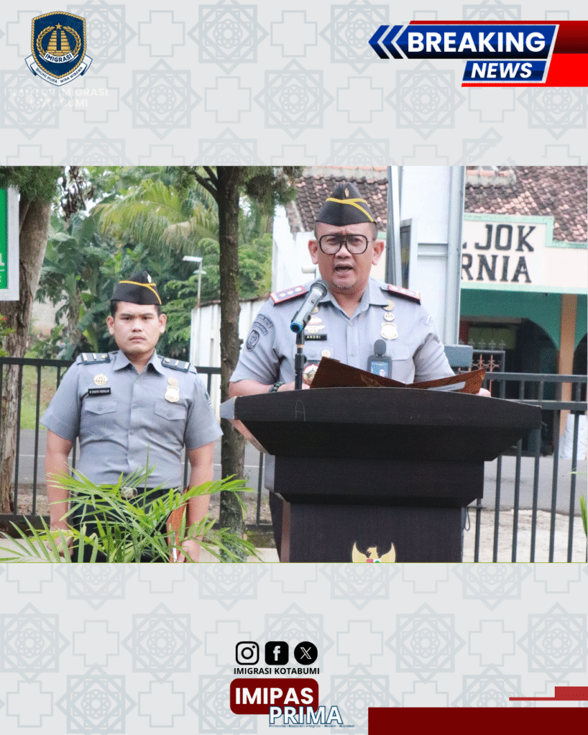 Imigrasi Kotabumi Laksanakan Upacara Hari Lahir Pancasila dan Penyematan Pangkat Pegawai