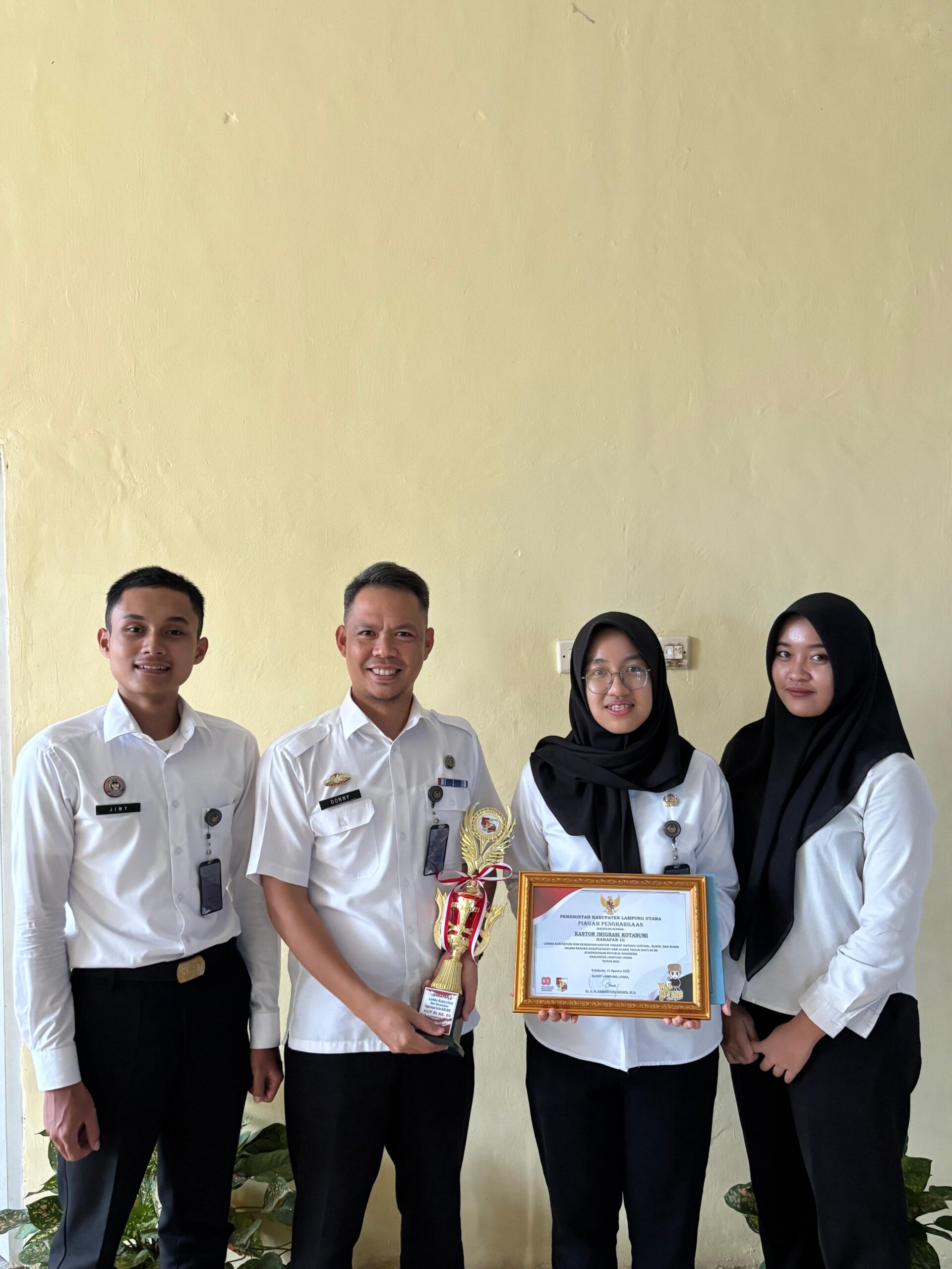 Prestasi di Bidang Kebersihan dan Keindahan: Kanim Kotabumi Raih Juara Harapan III