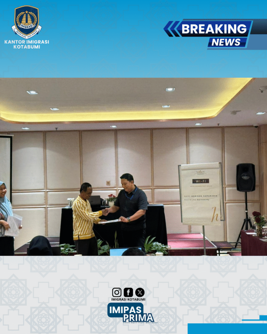 RAIH SERTIFIKAT KOMPETENSI: Kaur Umum Imigrasi Kotabumi Lulus Uji Kompetensi PBJP Level-1