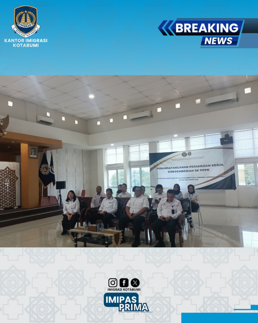 PERKUAT SDM: Kanwil Ditjen Imigrasi Lampung Lantik 3 PPPK, Dian Rahmad Sari Perkuat Kanim Kotabumi