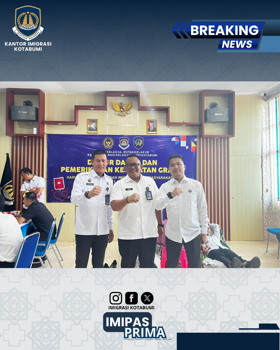 Sinergi Lapas, Rutan, dan Imigrasi Kotabumi Gelar Donor Darah dan Pemeriksaan Kesehatan Gratis dalam Rangka Hari Bhakti Kemenimipas