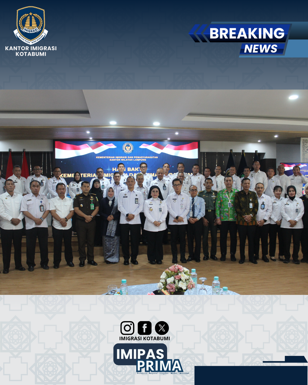 Kanim Kotabumi Turut Serta dalam Tasyakuran Hari Bakti Kemenimipas di Kanwil Imigrasi Lampung