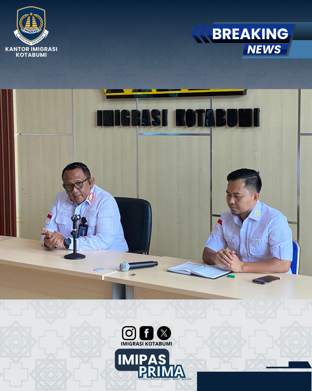 Kanim Kotabumi Laksanakan Briefing Seksi Dokumen Perjalanan dan Izin Tinggal Keimigrasian