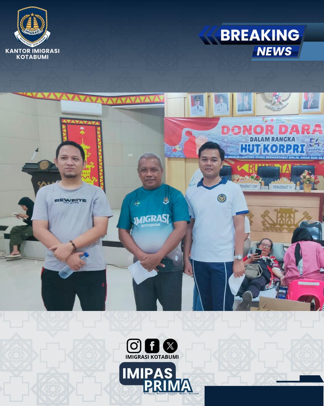 Imigrasi Kotabumi Meriahkan Jalan Sehat dan Senam Bersama HUT ke-54 KORPRI Lampung Utara