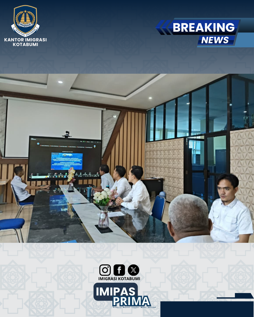 Imigrasi Kotabumi Ikuti Kegiatan Virtual Penandatanganan Nota Kesepahaman dan Pemberian Penghargaan Pegawai Berprestasi