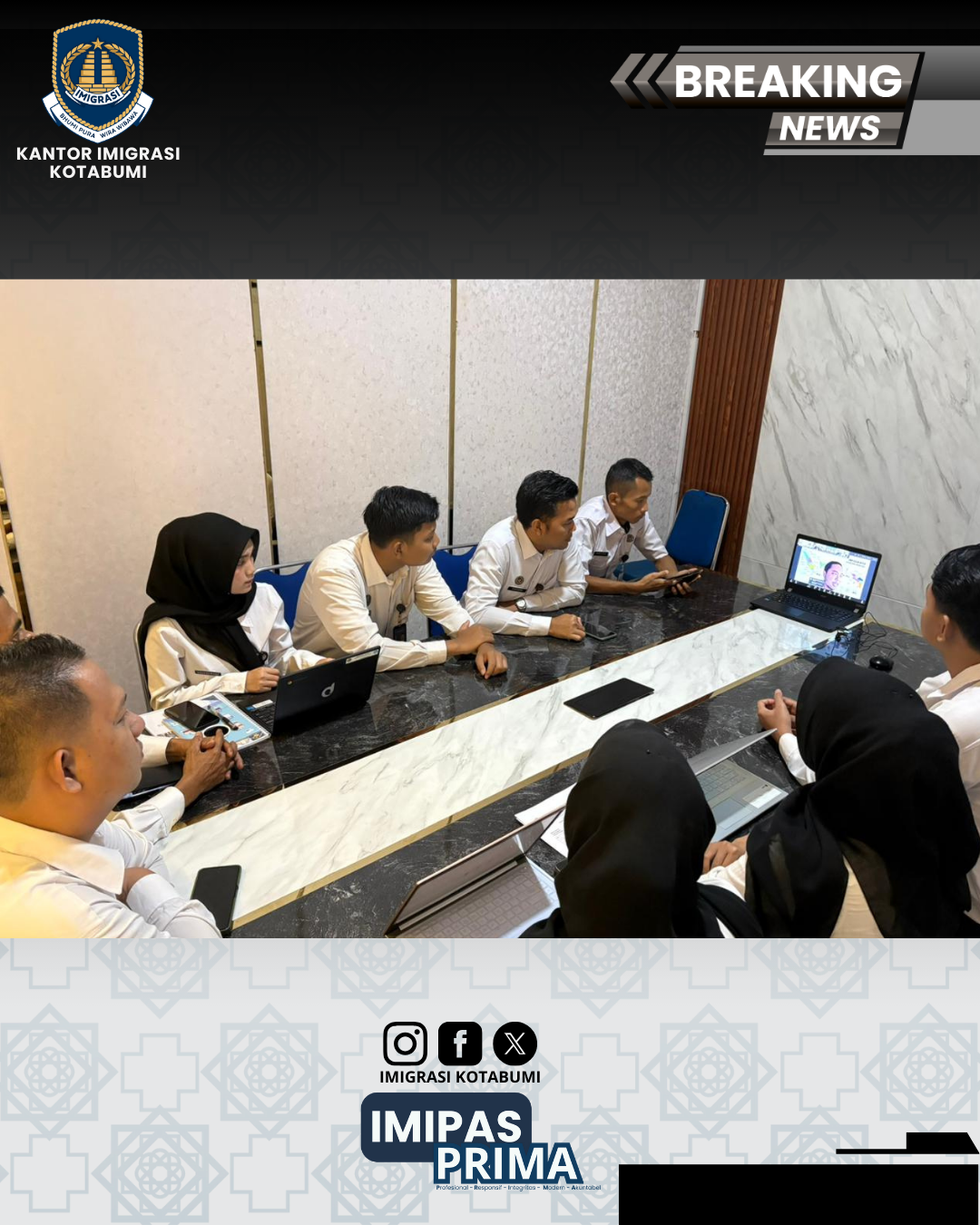 Imigrasi Kotabumi Ikuti Launching Standardisasi Inovasi Secara Daring