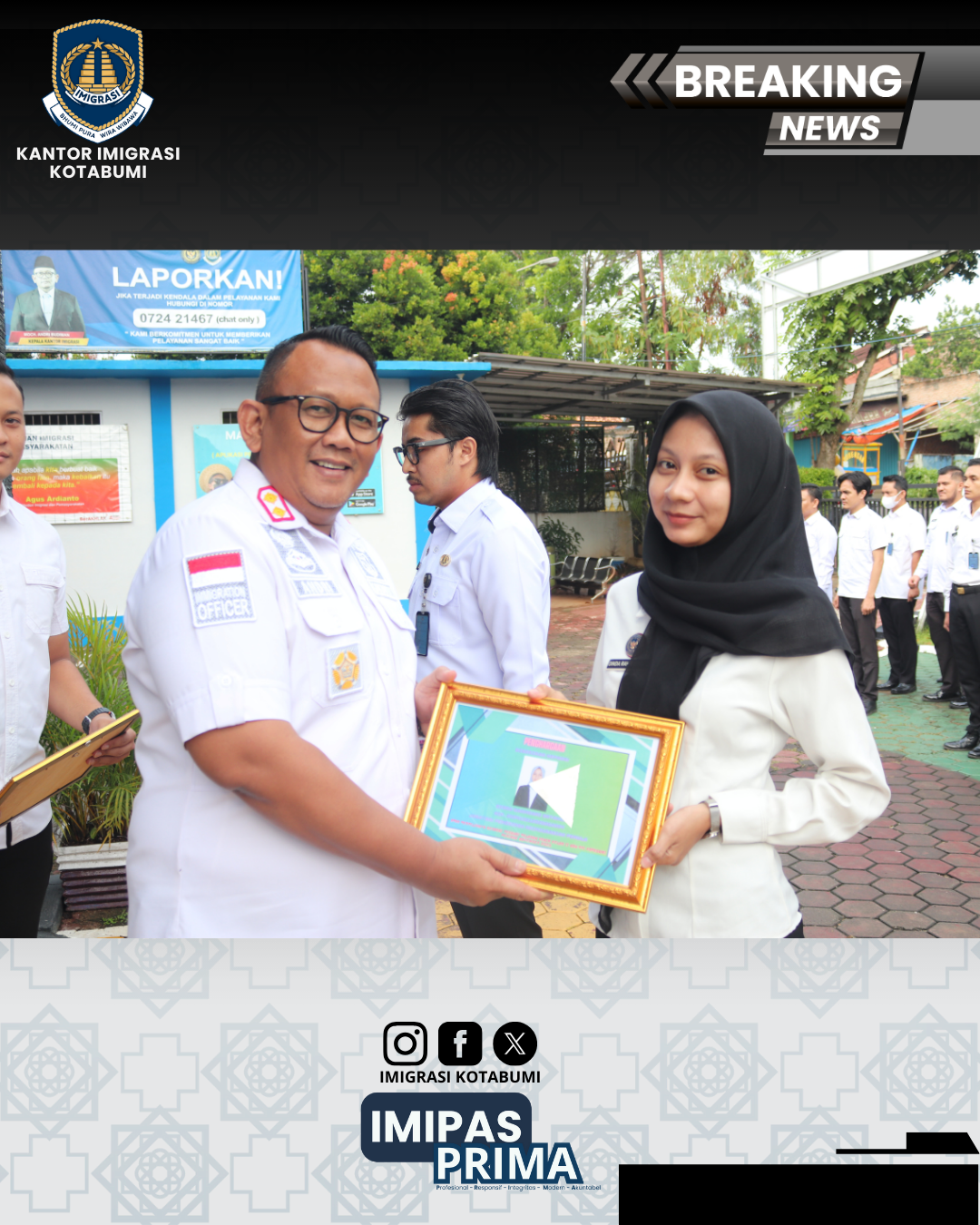 Apel Pagi Imigrasi Kotabumi, Disiplin Diperkuat Penghargaan Teladan Diserahkan