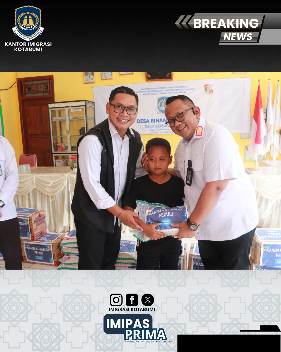 Imigrasi Kotabumi Gelar Bakti Sosial: Sembako untuk Anak Yatim di Desa Kemalo Abung
