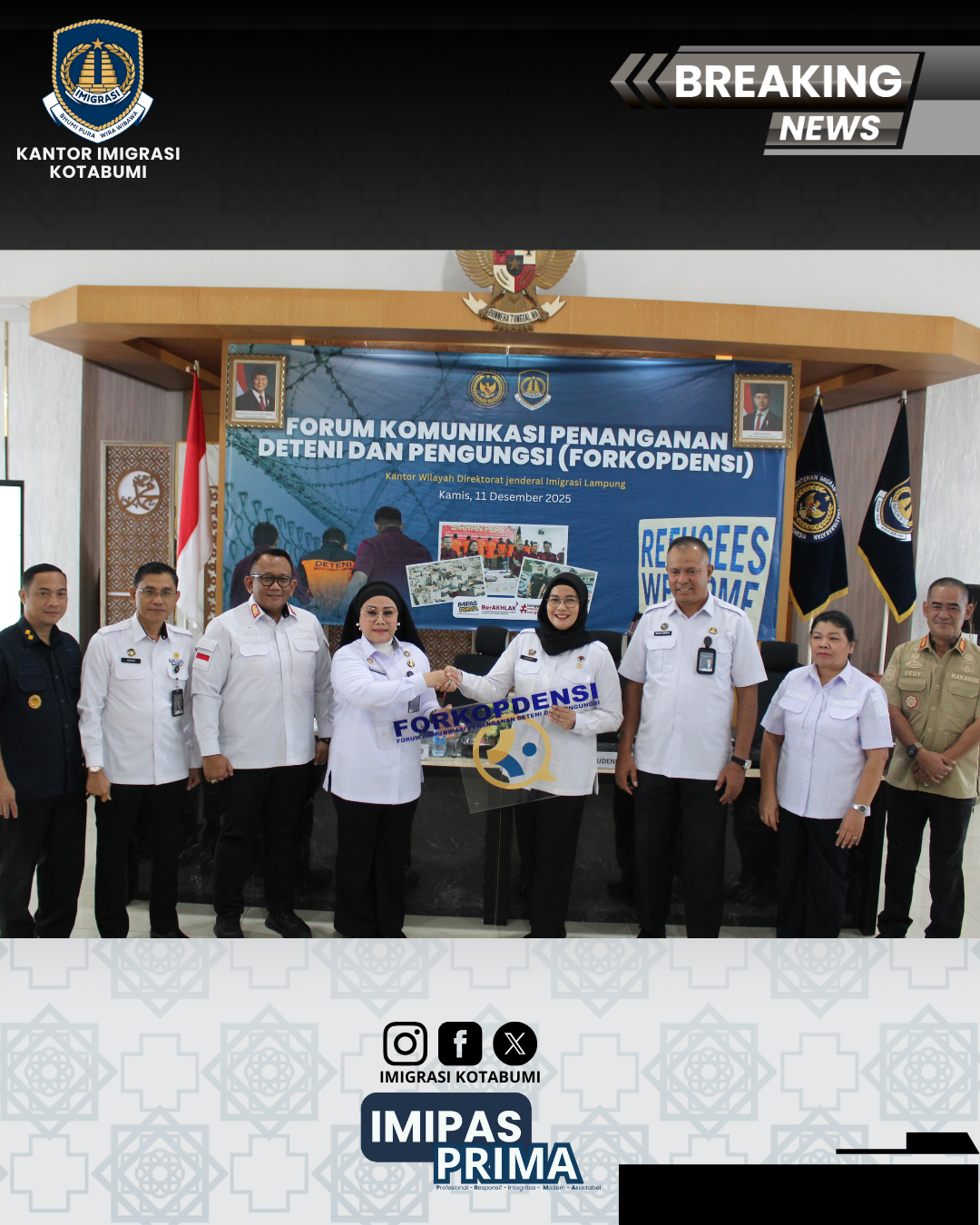 Imigrasi Kotabumi Ikuti Forum Komunikasi Penanganan Deteni dan Pengungsi (FORKOPDENSI)