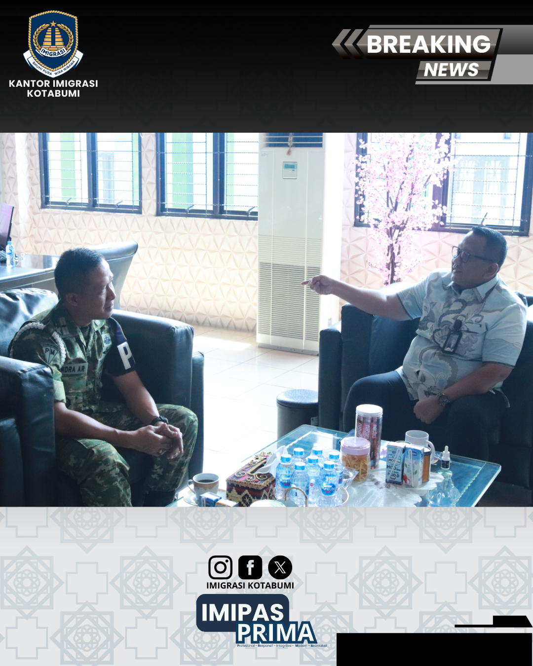 Kanim Kotabumi Terima Kunjungan Silaturahmi Dansubdenpom II/3-1 Lampung Utara