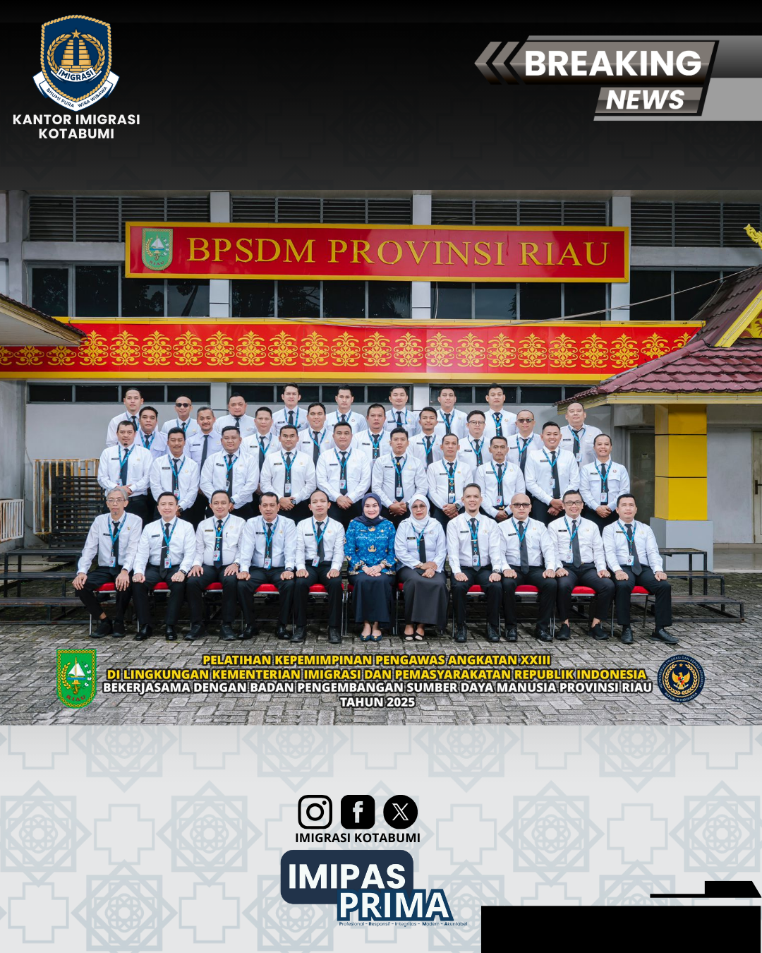 Tingkatkan Kompetensi Pejabat Pengawas, Imigrasi Kotabumi Ikuti PKP di BPSDM Riau