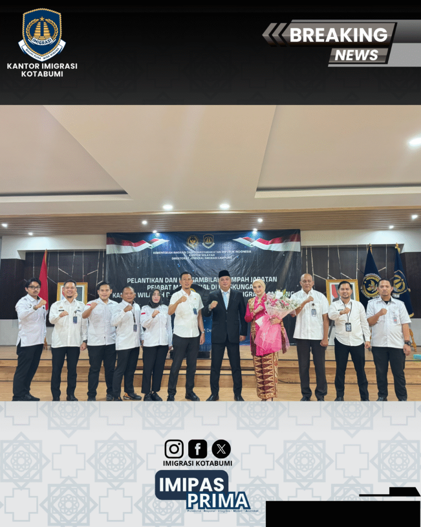 Pelantikan Kepala Kantor Imigrasi Kelas II Non TPI Kotabumi di Kanwil Ditjen Imigrasi Lampung