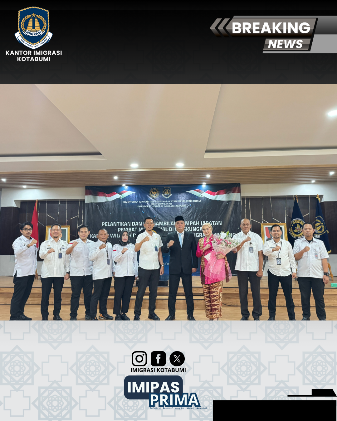 Pelantikan Kepala Kantor Imigrasi Kelas II Non TPI Kotabumi di Kanwil Ditjen Imigrasi Lampung