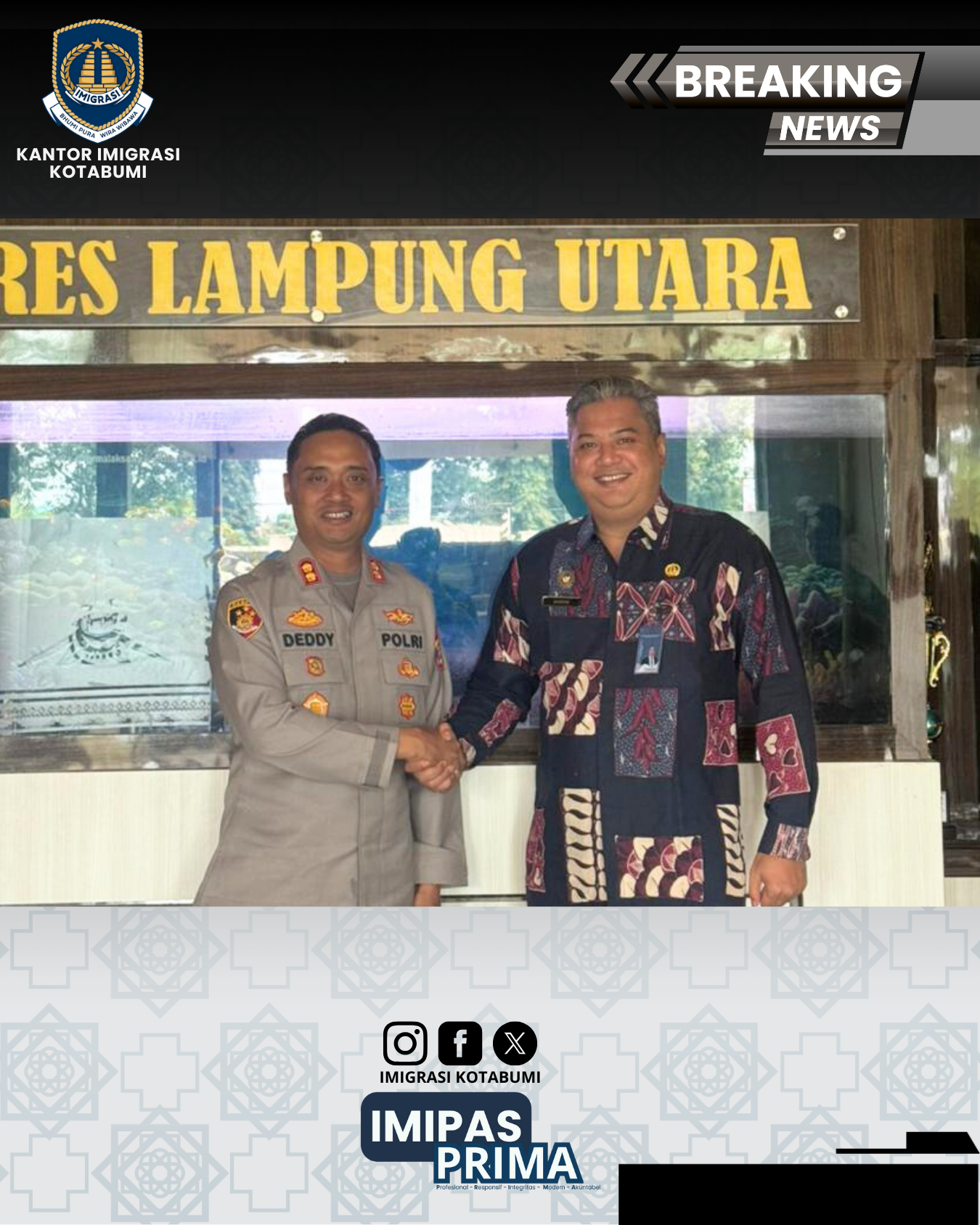Kepala Kantor Imigrasi Kotabumi Lakukan Koordinasi dan Silaturahmi dengan Polres Lampung Utara