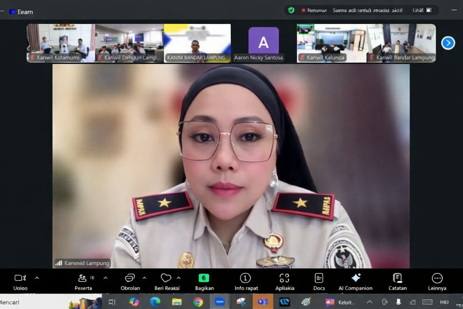 Kantor Imigrasi Kotabumi Ikuti Zoom Meeting Arahan Kepala Kantor Wilayah Dirjen Imigrasi Lampung