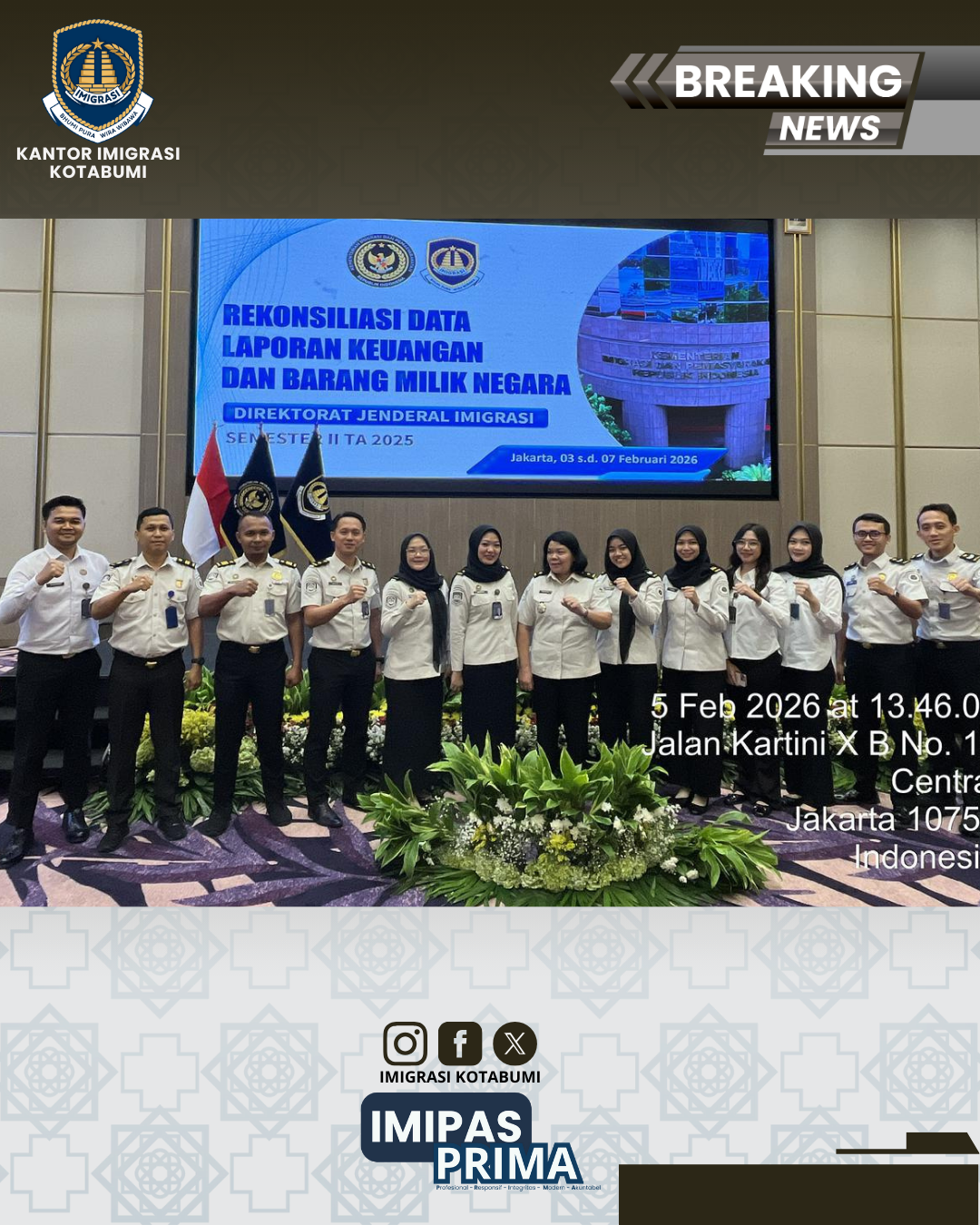 Wujudkan Tata Kelola Akuntabel, Imigrasi Kotabumi Ikuti Rekonsiliasi Laporan Keuangan dan BMN