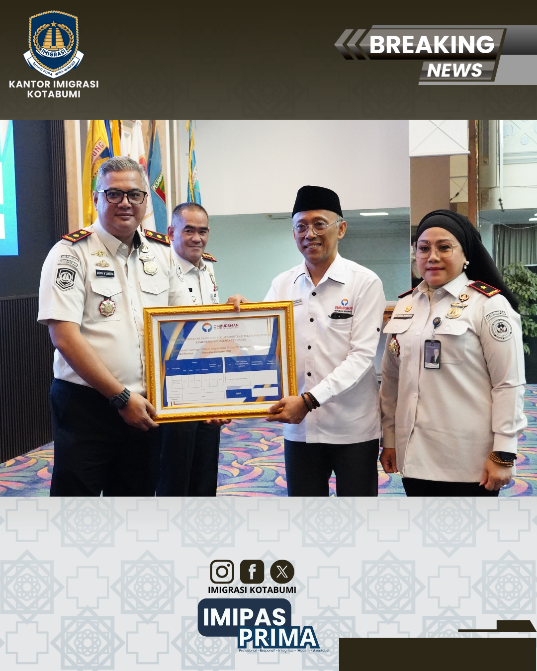 Kepala Imigrasi Kotabumi Hadiri Kegiatan Penilaian Maladministrasi Pelayanan Publik oleh Ombudsman RI