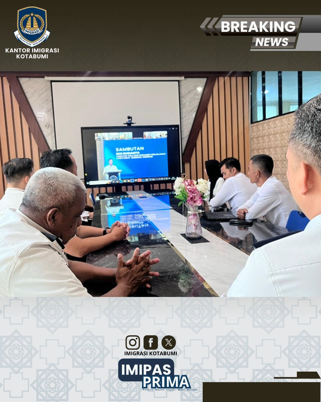 Kantor Imigrasi Kotabumi IKUTI Kickoff Layanan Pengambilan Data Biometrik Paspor Dinas melalui Zoom Meeting