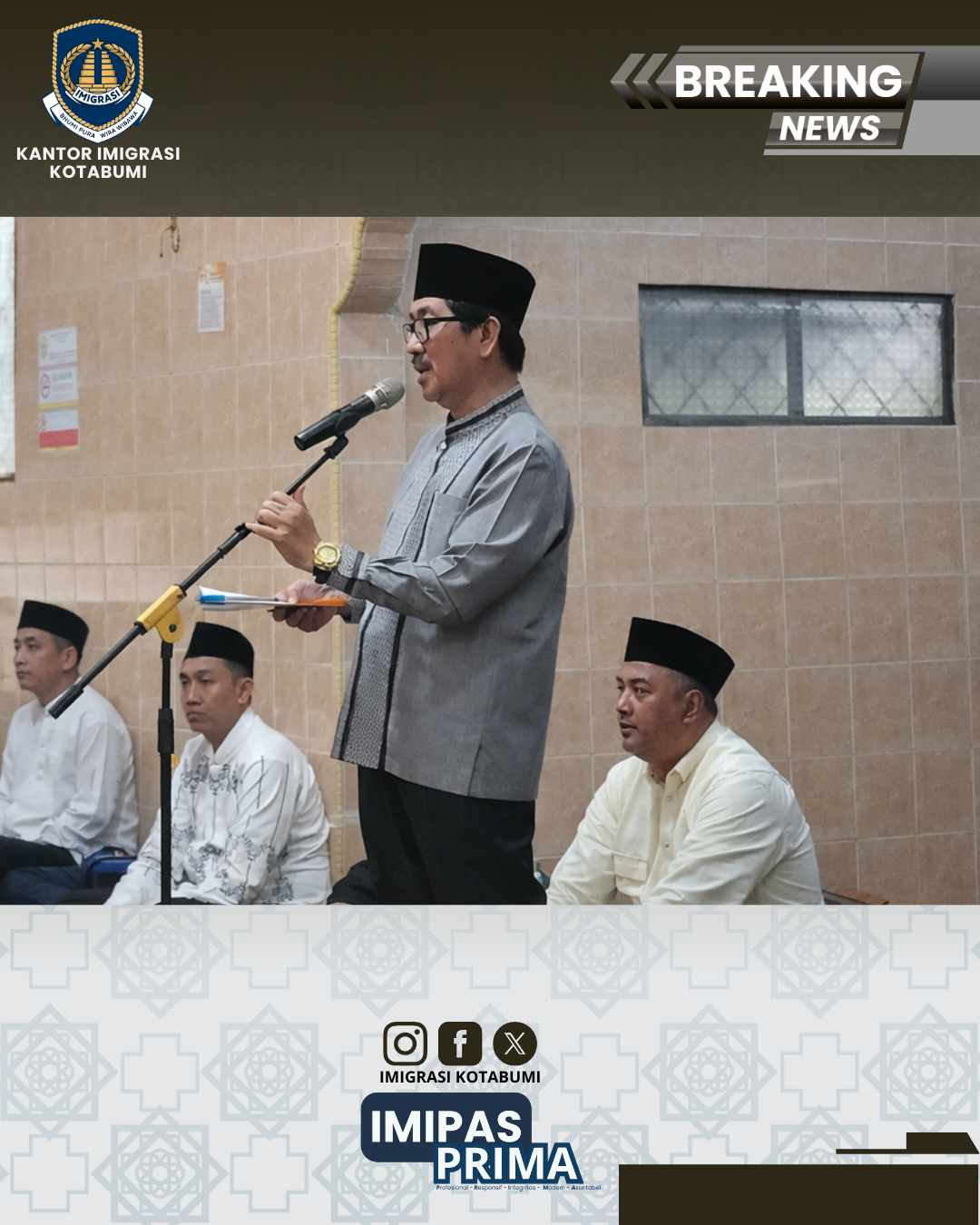 Kepala Kantor Imigrasi Kotabumi Hadiri Safari Ramadhan di Masjid Al Awwabin Pekurun