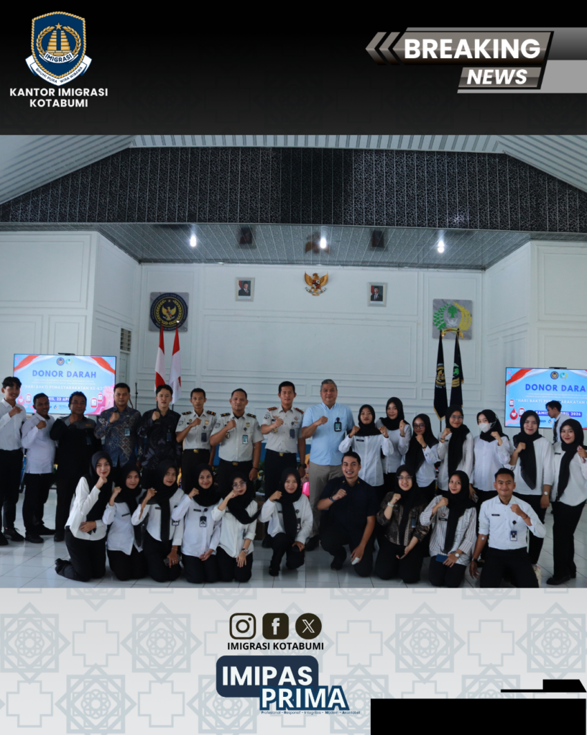 Imigrasi Kotabumi Ikuti Donor Darah dan Kunjungan ke Lapas dalam Rangka Hari Bakti Pemasyarakatan ke-62 Tahun 2026