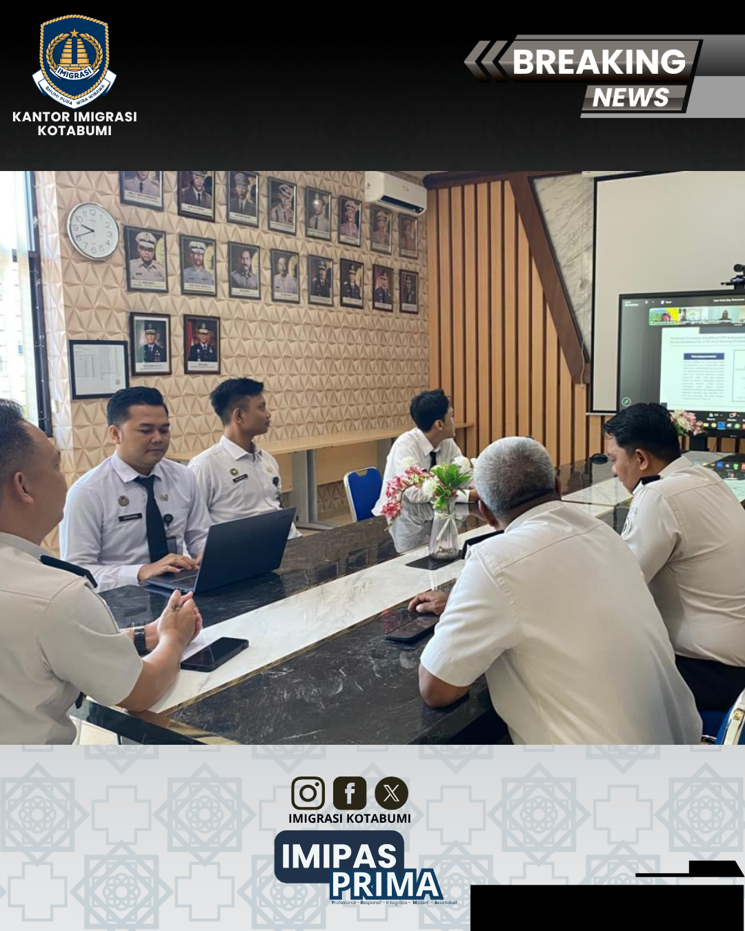 Imigrasi Kotabumi Ikuti Rapat Zoom Penilaian Klasifikasi Kantor Imigrasi