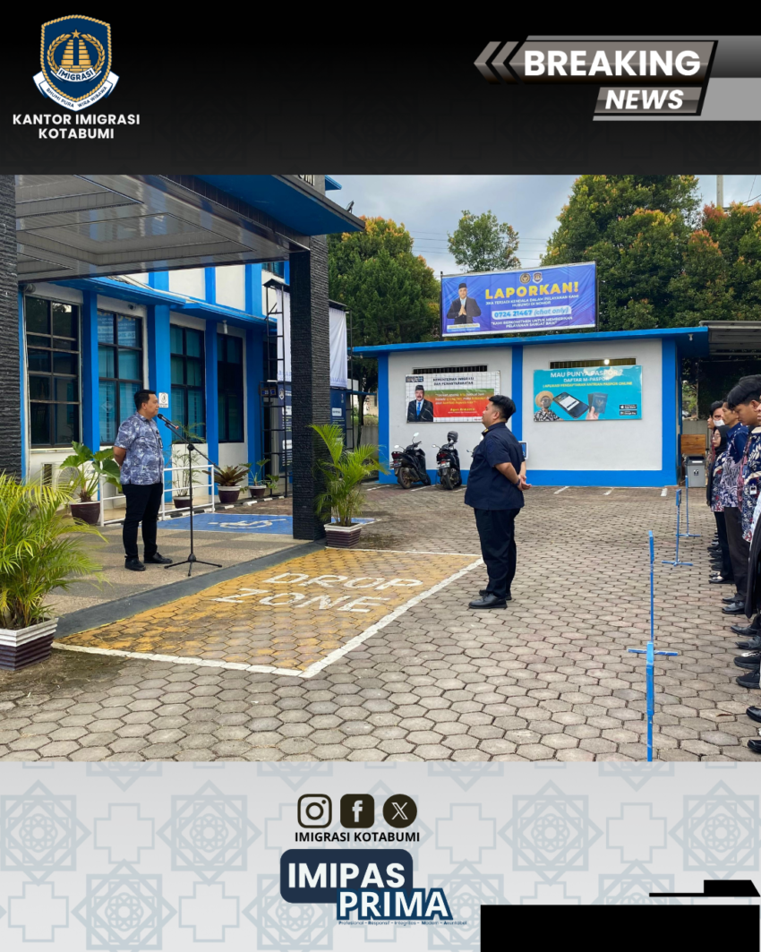 Kantor Imigrasi Kelas II Non TPI Kotabumi Gelar Apel Sore, Tekankan Disiplin dan Kebersihan Lingkungan Kerja