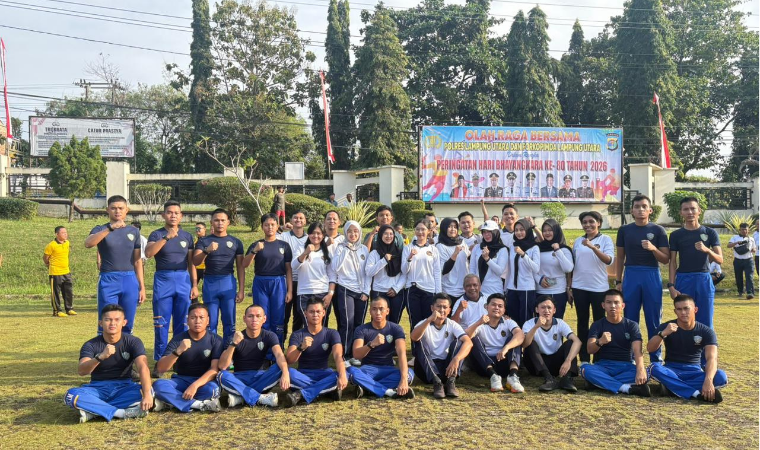 Imigrasi Kotabumi dan Taruna Poltekimipas Ikuti Senam Bersama Hari Bhayangkara ke-80
