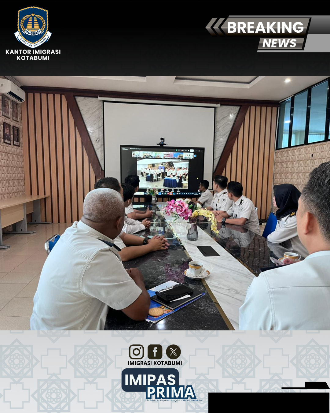 Kantor Imigrasi Kelas II Non TPI Kotabumi Ikuti Penguatan Pelaksanaan Tugas dan Fungsi Keimigrasian oleh Direktur Jenderal Imigrasi