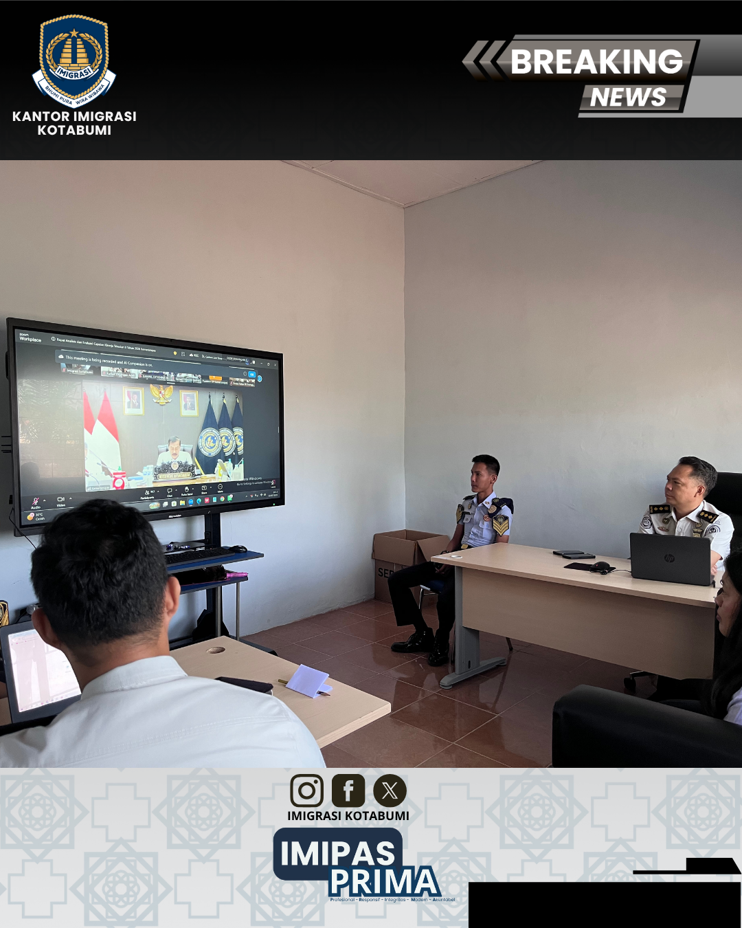 Imigrasi Lampung Utara Ikuti Rapat Analisis dan Evaluasi Kinerja Semester I Tahun 2026