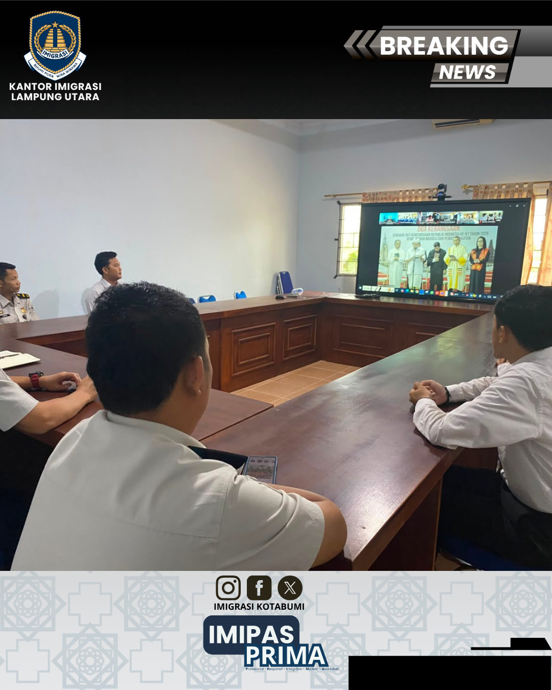 Jajaran Kantor Imigrasi Lampung Utara Ikuti Kick Off Semarak HUT Ke-81 Kemerdekaan RI Tahun 2026