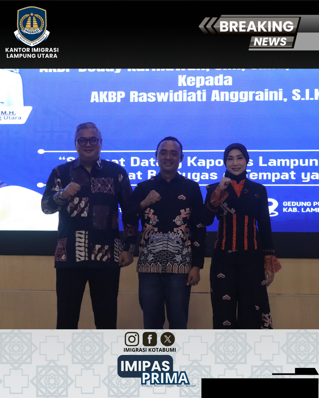Kepala Kantor Imigrasi Lampung Utara Hadiri Pisah Sambut Kapolres Lampung Utara