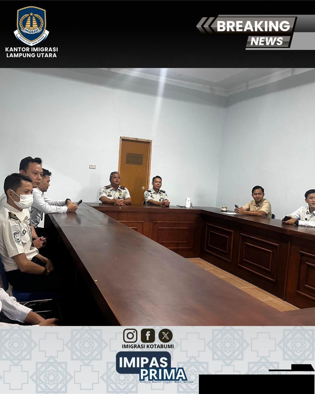 Kepala Kantor Imigrasi Lampung Utara Ikuti Zoom Arahan Inspektur Wilayah IV Kemenimipas